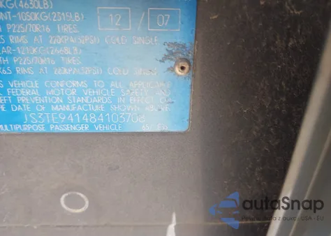 2008 Suzuki Grand Vitara Appearance/Appearance + from USA, damaged, VIN JS3TE941484103708